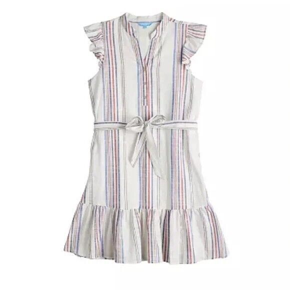 New DRAPER JAMES RSVP Striped Sleeveless Button-Front Dress Size XXL Beachy - Picture 1 of 3